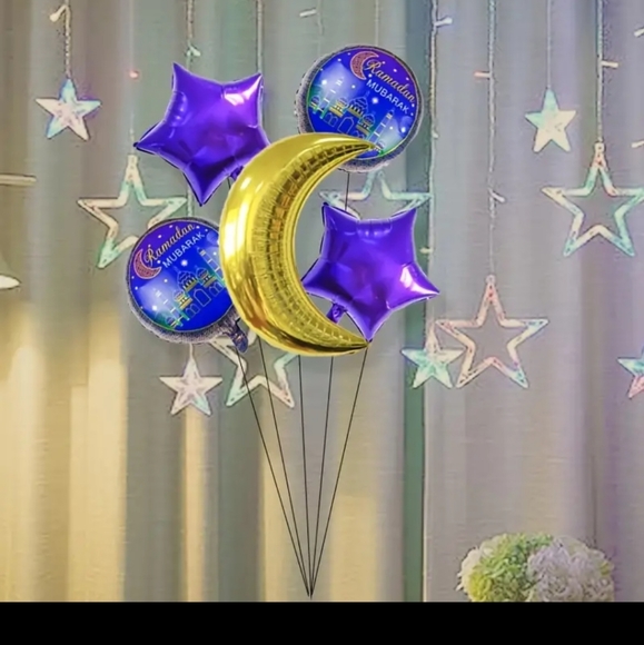 NWT 5 pieces Eid Ramadan balloon set/ crescent and star Balloon set/ Eid decor - Picture 6 of 10